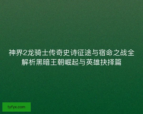 神界2龙骑士传奇史诗征途与宿命之战全解析黑暗王朝崛起与英雄抉择篇
