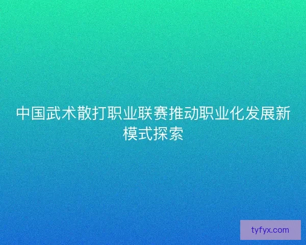 中国武术散打职业联赛推动职业化发展新模式探索