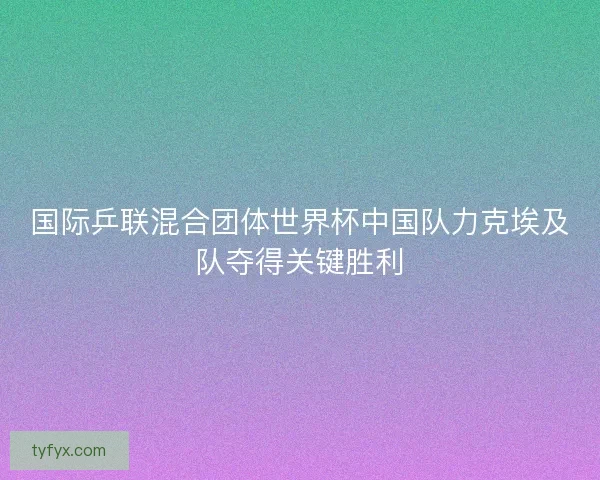 国际乒联混合团体世界杯中国队力克埃及队夺得关键胜利