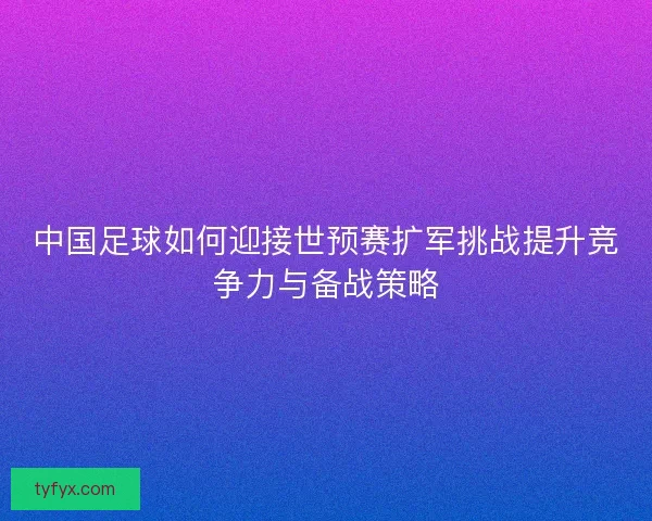 中国足球如何迎接世预赛扩军挑战提升竞争力与备战策略